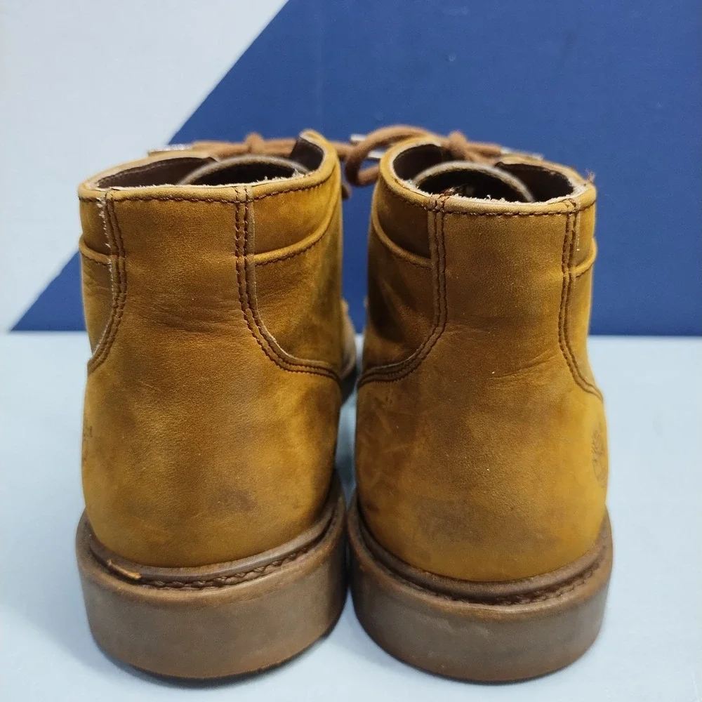 Timberland Chukka Boots Mens US 8.5M Brown Leather Waterproof Round Toe Lace Up